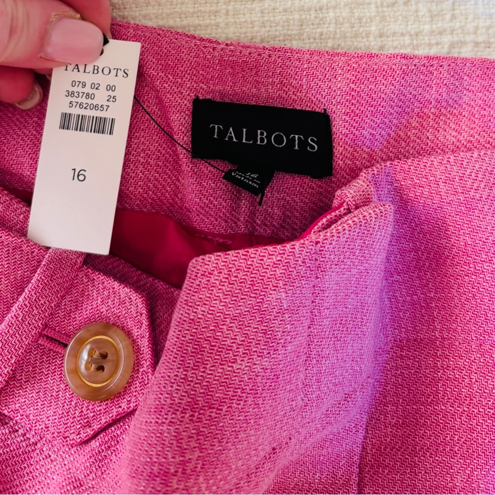 Talbots Pink Wide Leg Women's Pants Lined Women’s Size 16 Spring Fun NEW - Picture 6 of 14